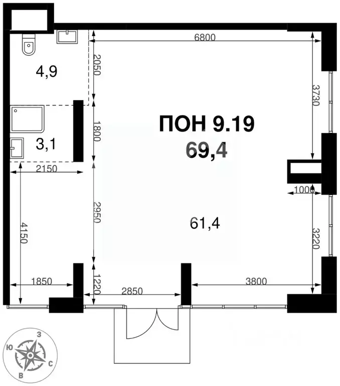 Торговая площадь в Москва 1-й Измайловский жилой комплекс, к5 (69 м) - Фото 2