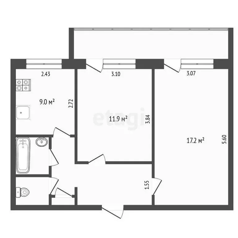 2-комнатная квартира: Тюмень, микрорайон Войновка, улица ... - Фото 1