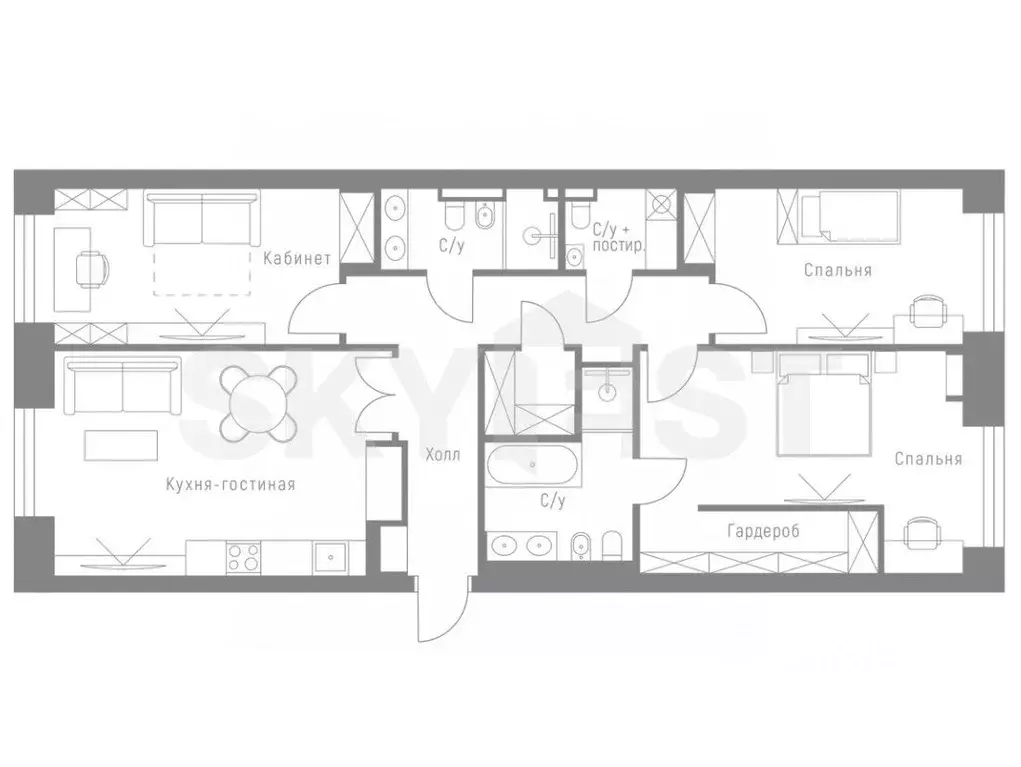 4-к кв. Москва Нежинская ул., 5к2 (108.0 м) - Фото 2