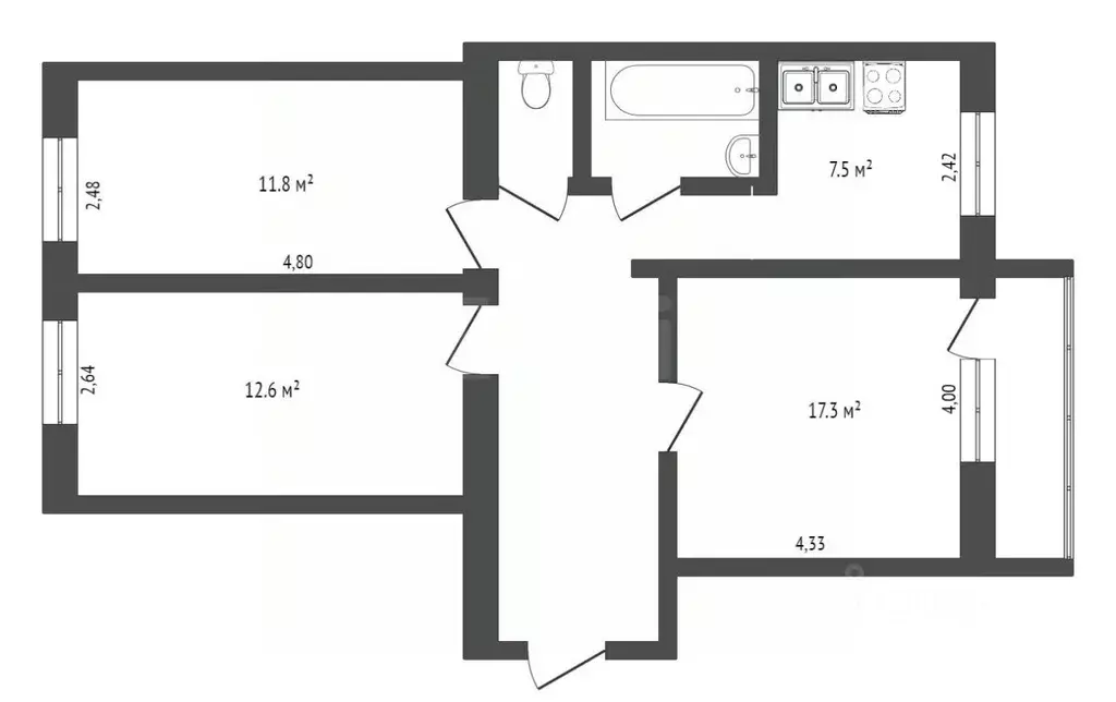 3-к кв. Тюменская область, Тобольск ул. Мира, 16 (72.0 м) - Фото 1