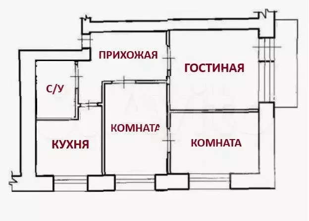 3-к. квартира, 51,6 м, 4/5 эт. - Фото 0