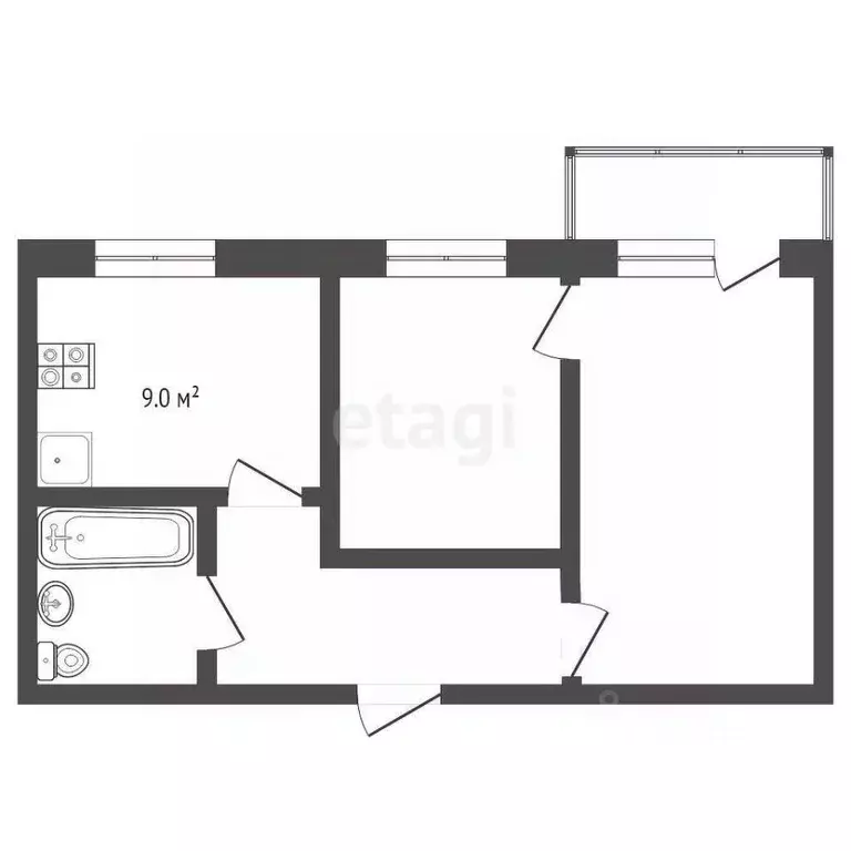 2-к кв. Тюменская область, Тюмень ул. Пермякова, 45 (38.4 м) - Фото 1