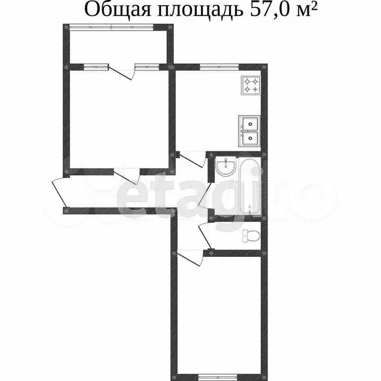 2-к. квартира, 56 м, 9/10 эт. - Фото 0