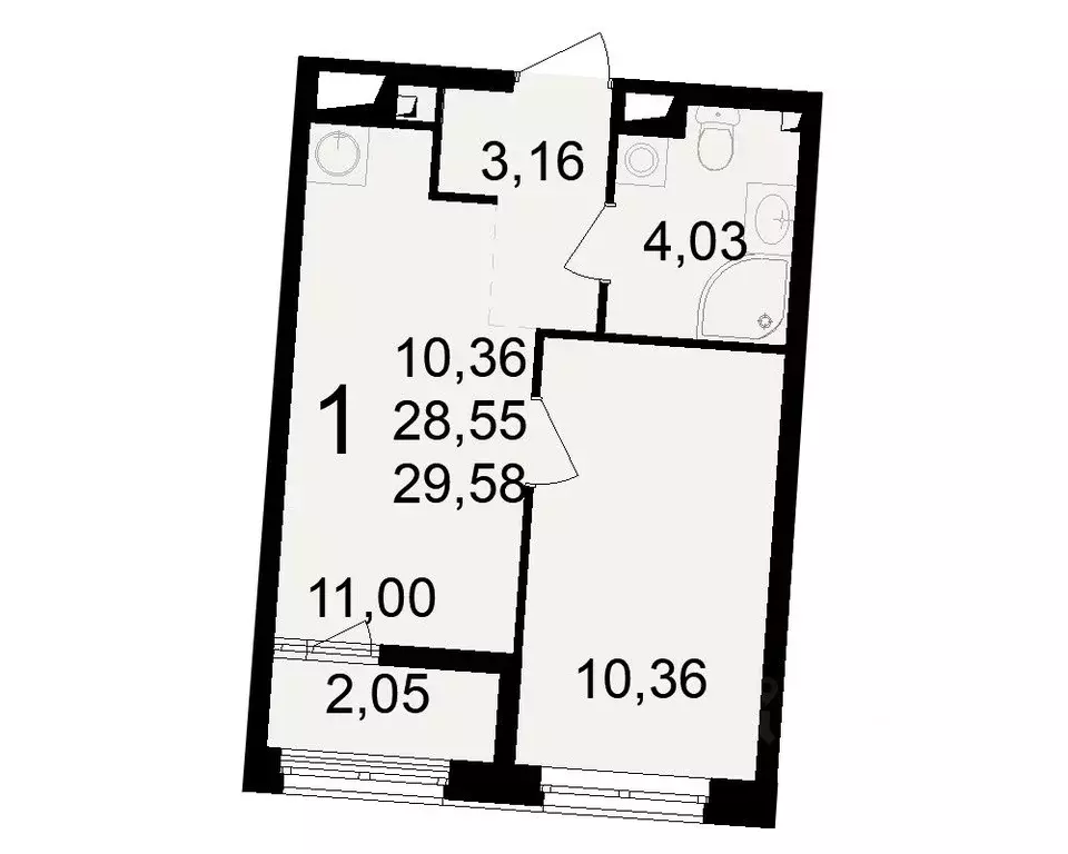 1-к кв. Рязанская область, Рязань Черновицкая ул. (28.55 м) - Фото 0