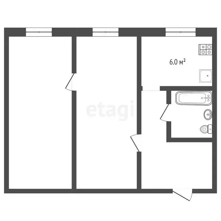 2-комнатная квартира: село Паратунка, улица Невельского, 1 (50.5 м) - Фото 0