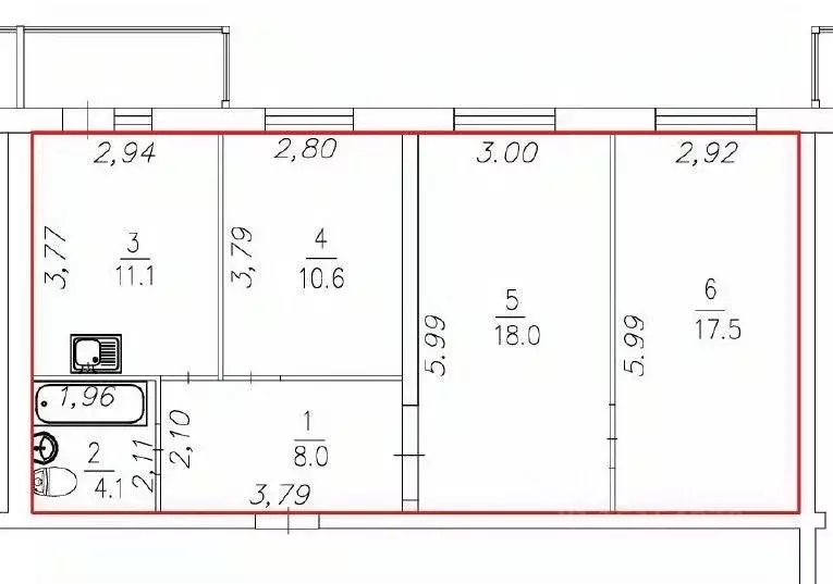 3-к кв. Хабаровский край, Хабаровск Широкая ул., 42Б (70.0 м) - Фото 2
