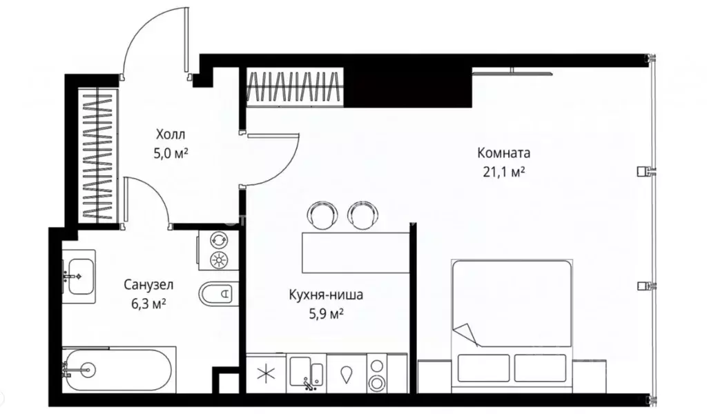 Офис в Москва 1-й Красногвардейский проезд, 22с2 (39 м) - Фото 2