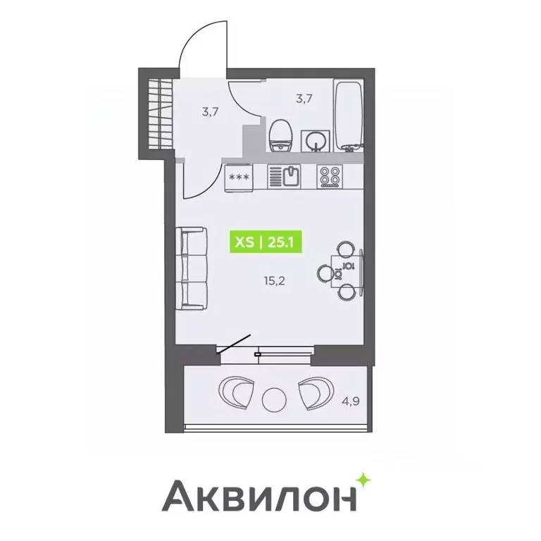Студия Санкт-Петербург бул. Головнина, 4 (25.1 м) - Фото 1