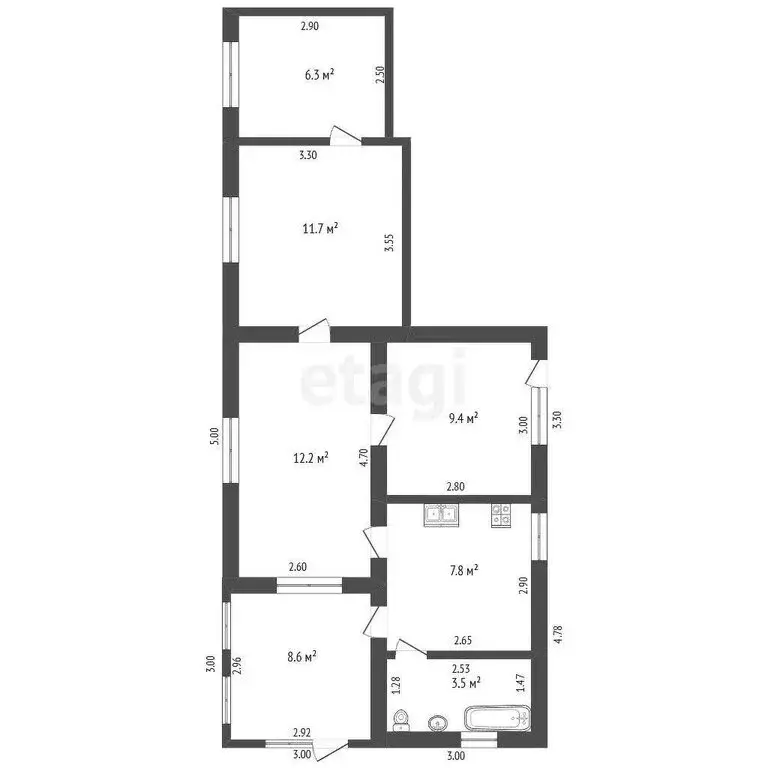 4-комнатная квартира: Нальчик, проспект Ленина, 49 (50.9 м) - Фото 1