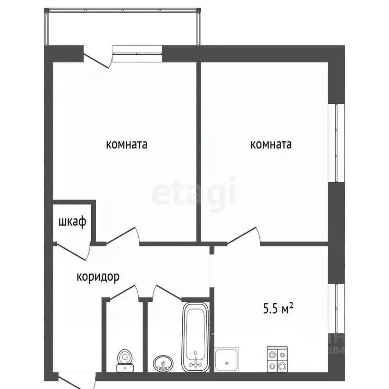 2-к кв. Саратовская область, Балашов просп. Космонавтов, 16 (41.3 м) - Фото 1