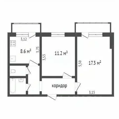 2-к кв. Белгородская область, Белгород бул. Юности, 41 (51.0 м) - Фото 2