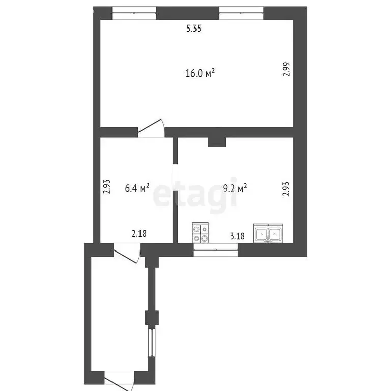 1-комнатная квартира: Меленки, улица Дзержинского, 54 (31.6 м) - Фото 0
