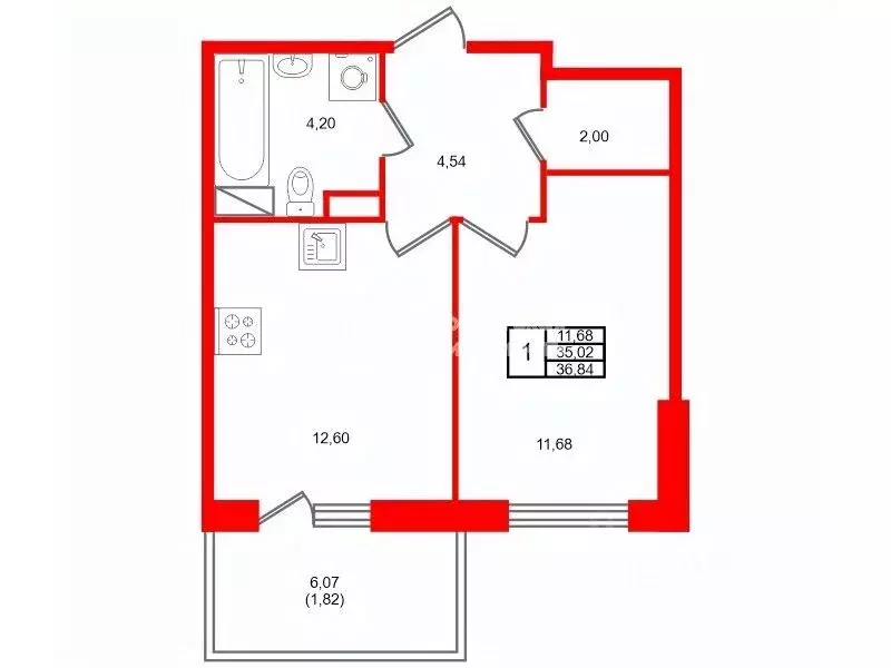 1-к кв. Ленинградская область, Всеволожский район, Заневское городское ... - Фото 2