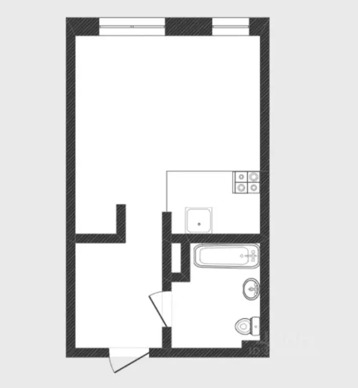 Студия Тюменская область, Тюмень ул. Краснооктябрьская, 6 (32.8 м) - Фото 2