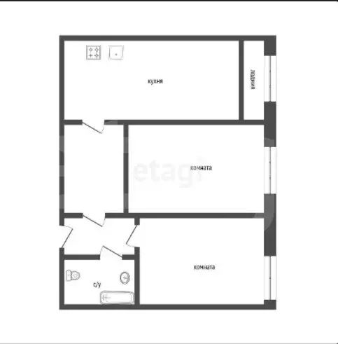 2-комнатная квартира: Курган, жилой район Заозёрный, 1-й микрорайон, ... - Фото 1