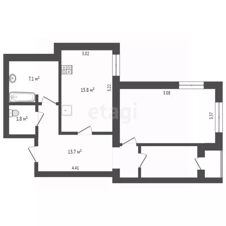 2-к кв. Вологодская область, Вологда ул. Маршала Конева, 16А (68.0 м) - Фото 2