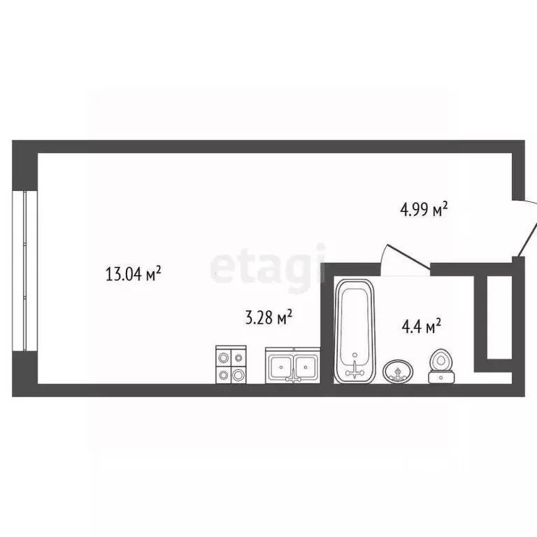 Студия Москва Дмитровское ш., 73Б (25.6 м) - Фото 2