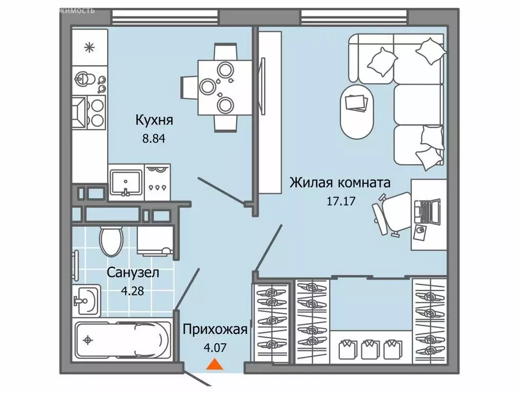 1-комнатная квартира: Ульяновск, жилой комплекс Город Новаторов, 2 (34 ... - Фото 0