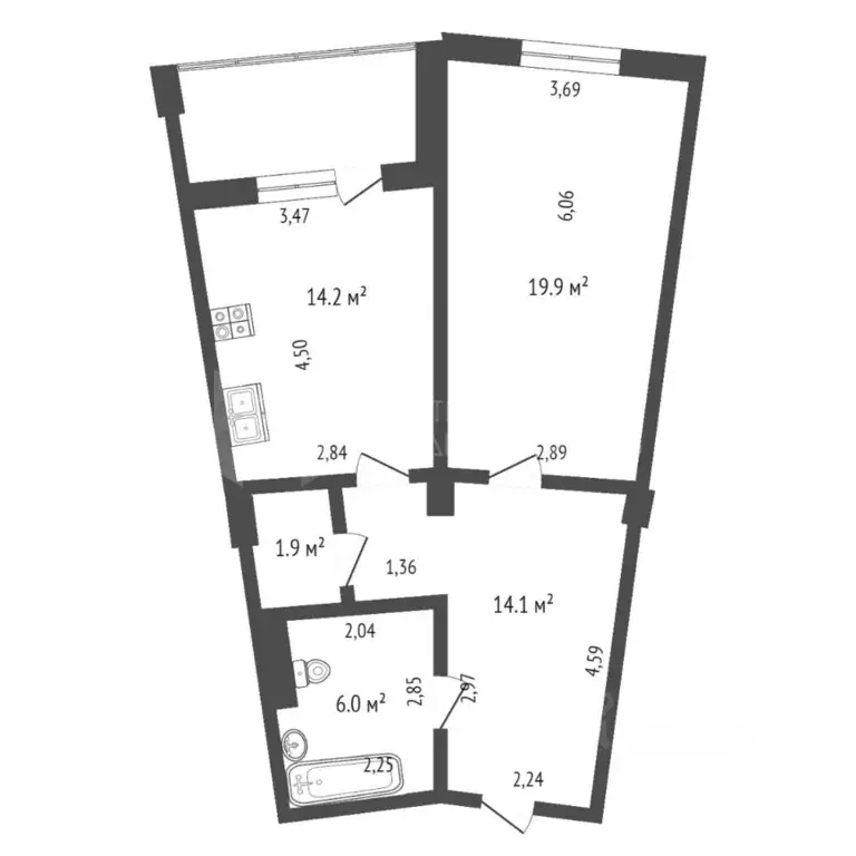1-к кв. Тюменская область, Тюмень Минская ул., 7/1 (56.5 м) - Фото 2