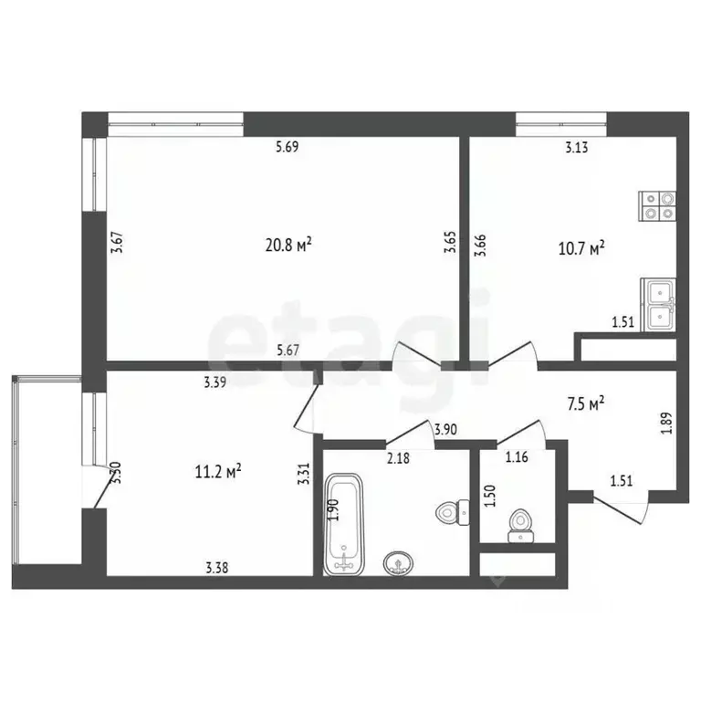 2-к кв. Москва ул. Бехтерева, 25к2 (32.0 м) - Фото 1