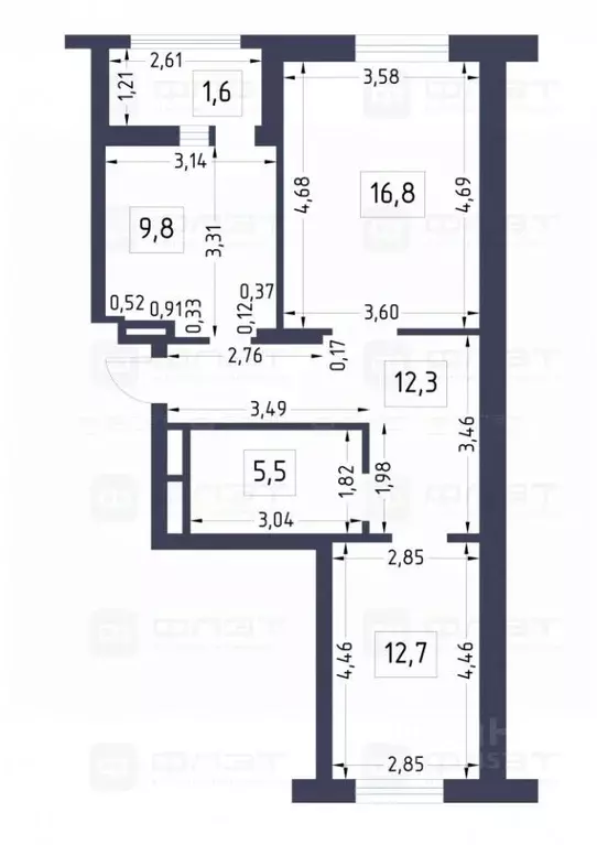 2-к кв. Татарстан, Казань ул. Баки Урманче, 4к4 (57.1 м) - Фото 2