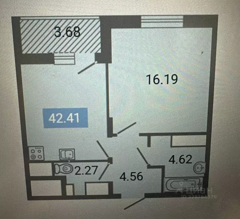 1-к кв. Санкт-Петербург ул. Типанова, 23с1 (42.4 м) - Фото 2