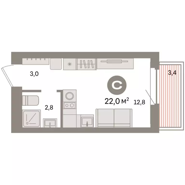 Квартира-студия: Екатеринбург, жилой район Сортировочный, микрорайон ... - Фото 2