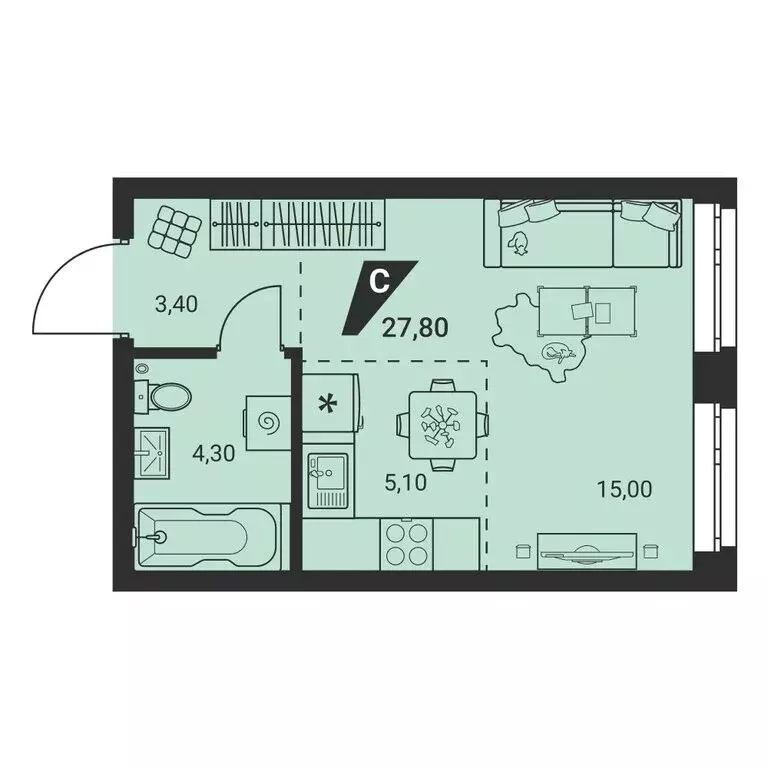 1-комнатная квартира: Екатеринбург, жилой район Эльмаш, жилой комплекс ... - Фото 1