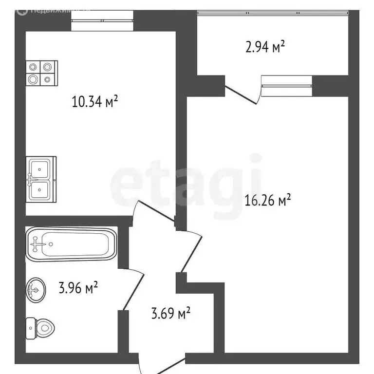 1-комнатная квартира: Тюмень, улица Разведчика Кузнецова, 7 (33.4 м) - Фото 0