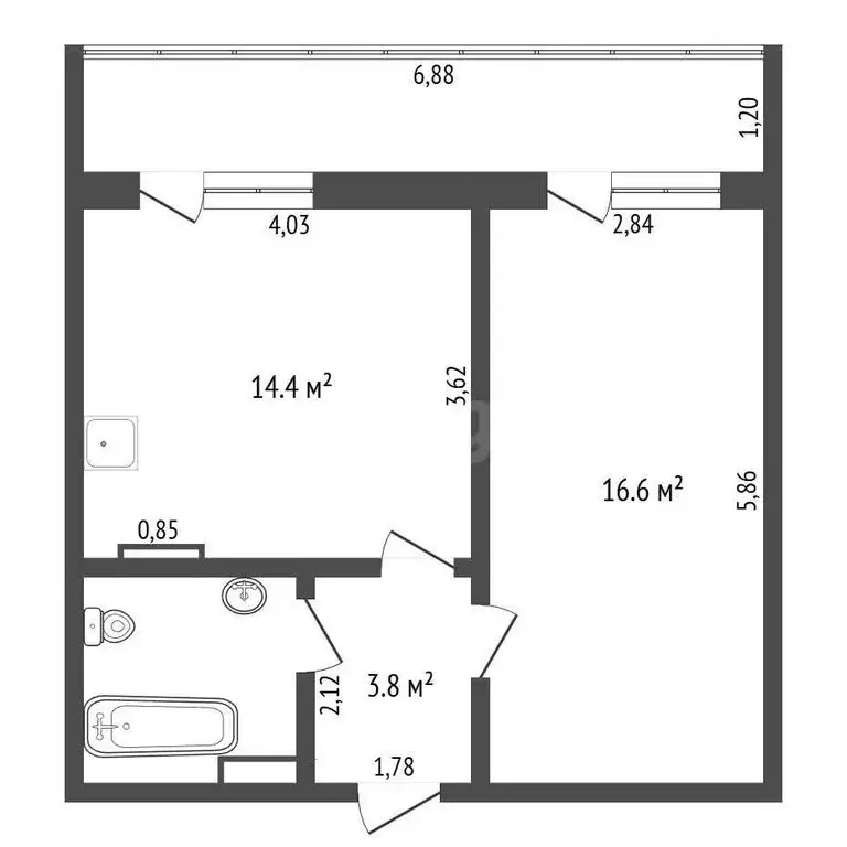 1-комнатная квартира: Благовещенск, Первомайская улица, 49 (43.2 м) - Фото 1