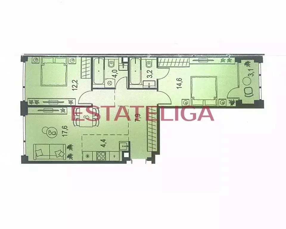 3-к кв. Москва Озерная ул., 1к2/6 (65.0 м) - Фото 2