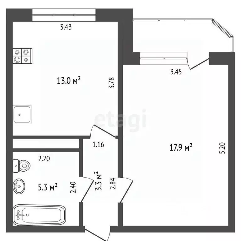 1-к кв. Тюменская область, Тюмень ул. Монтажников, 42 (39.5 м) - Фото 2