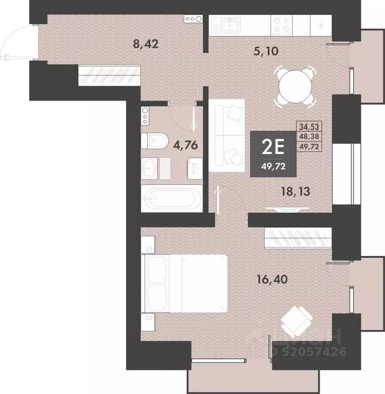 1-к кв. Забайкальский край, Чита Проезжая ул., 4 (49.4 м) - Фото 1