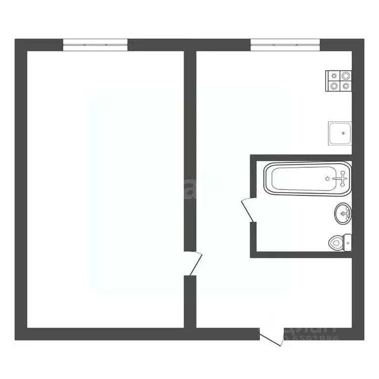 1-к кв. Тульская область, Узловая ул. Простомолотова, 18 (32.0 м) - Фото 2