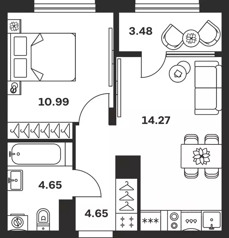 1-к кв. Тульская область, Тула Баташи Парк жилой комплекс (38.04 м) - Фото 1