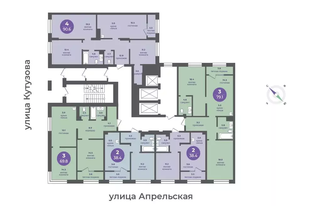 3-к кв. Красноярский край, Красноярск ул. Апрельская, 9 (78.1 м) - Фото 1