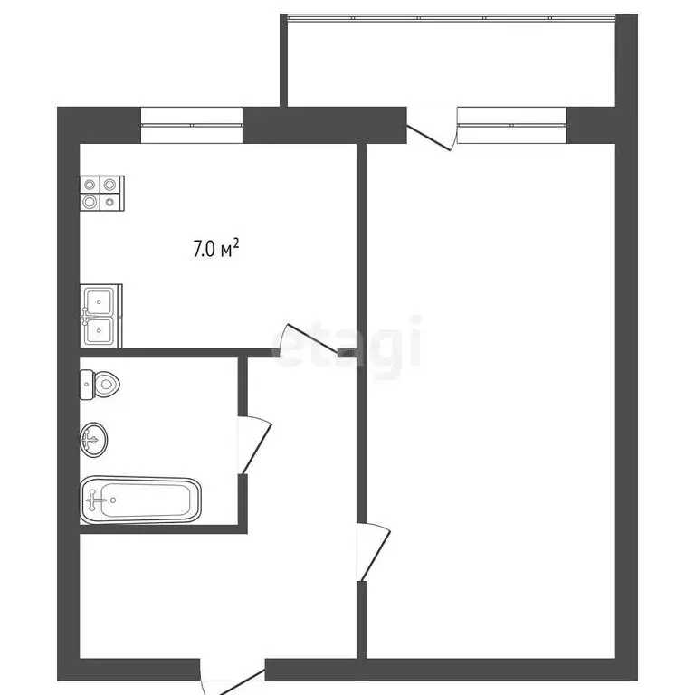 1-комнатная квартира: Ишим, Казанская улица, 37/1 (33.7 м) - Фото 0