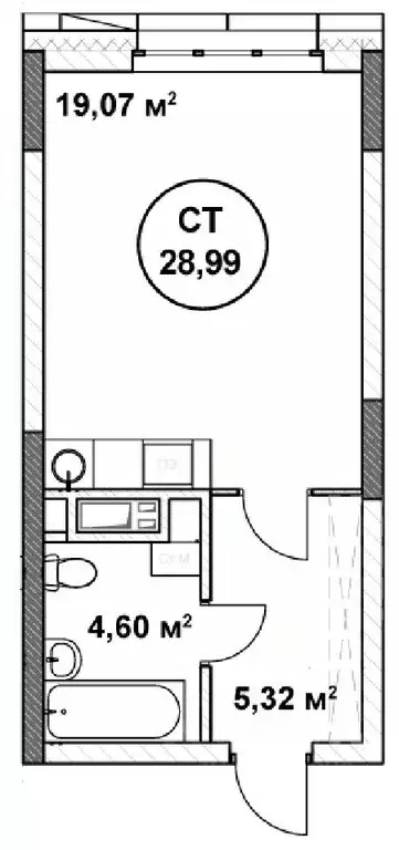 Студия Нижегородская область, Нижний Новгород ул. Родионова (28.99 м) - Фото 0