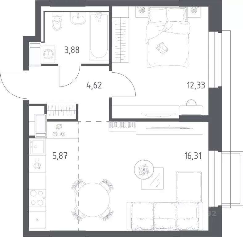 1-к кв. Московская область, Люберцы городской округ, Мирный пгт ... - Фото 1