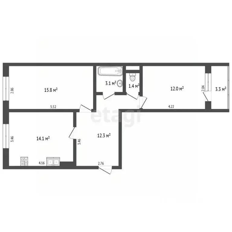 2-к кв. Мордовия, Саранск Солнечная ул., 19/1 (58.7 м) - Фото 2