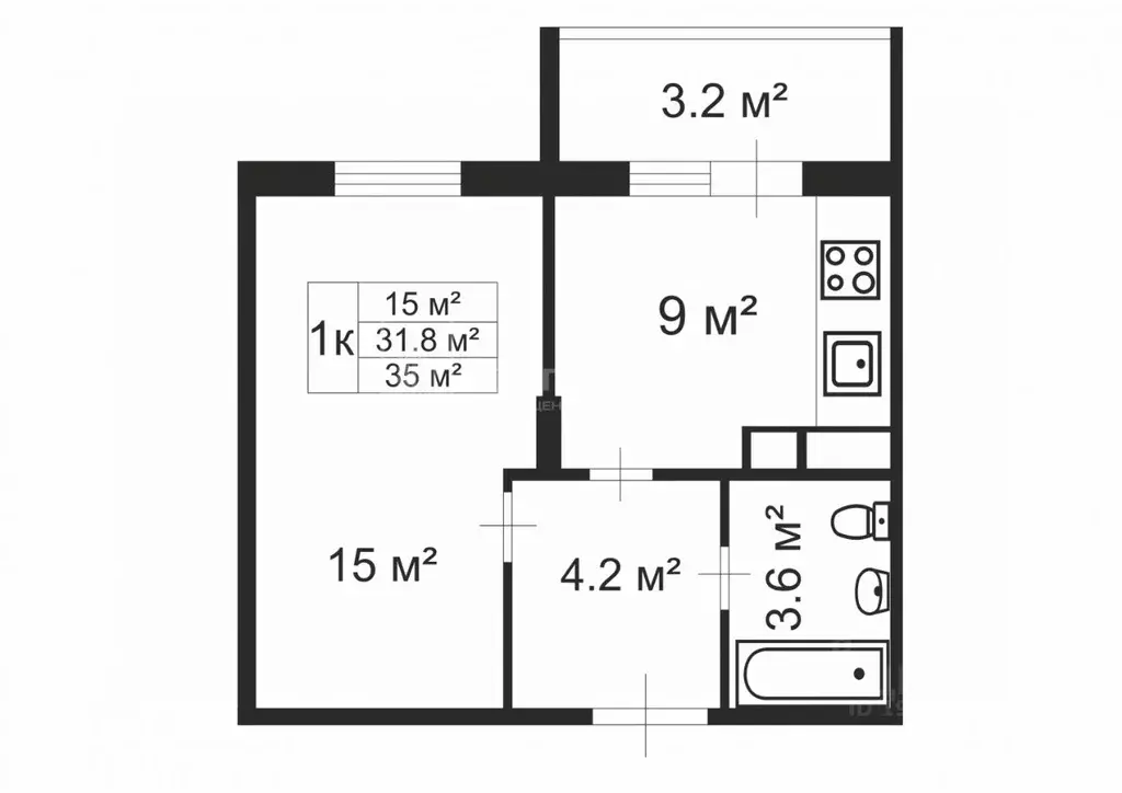1-к кв. Владимирская область, Владимир ул. Нижняя Дуброва, 51 (35.0 м) - Фото 2