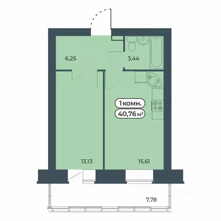 1-к кв. Красноярский край, Красноярск ул. Светлова, 25/1 (40.76 м) - Фото 1
