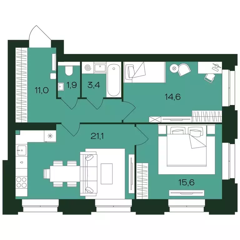 2-комнатная квартира: Чебоксары, Чебоксарский проспект (67.7 м) - Фото 1