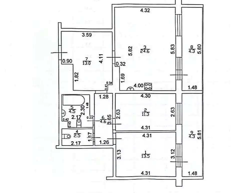 3-к кв. Татарстан, Зеленодольск просп. Строителей, 6 (74.0 м) - Фото 2