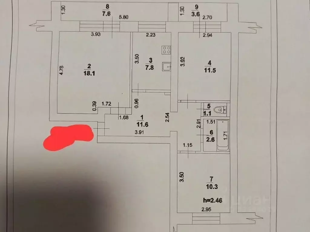 3-к кв. Башкортостан, Стерлитамак ул. Курчатова, 7 (70.6 м) - Фото 2