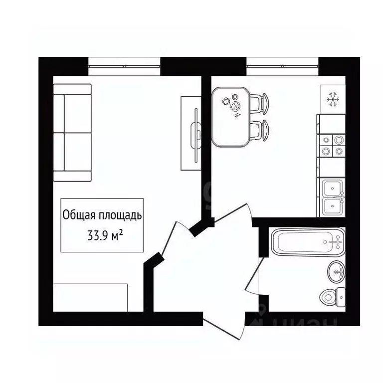 1-к кв. Алтай, Горно-Алтайск Набережная ул. (33.9 м) - Фото 2