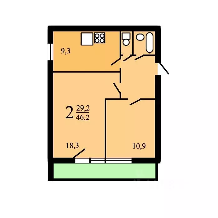 2-к кв. Москва 3-я Рыбинская ул., 21К3 (48.0 м) - Фото 1