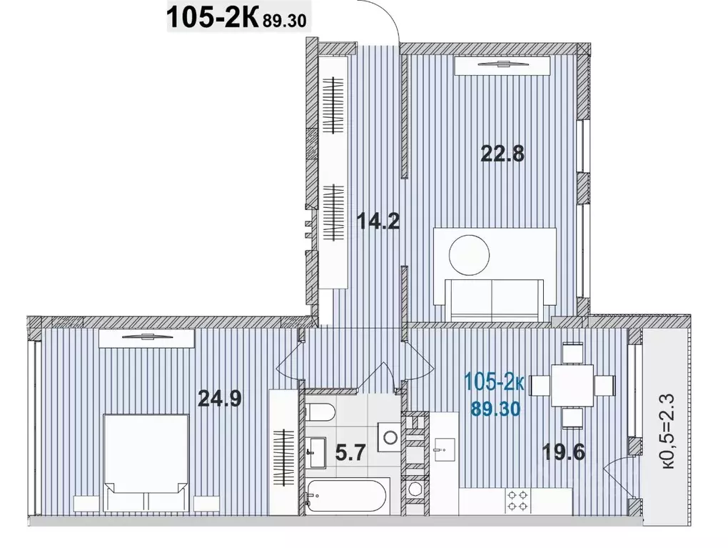 2-к кв. Калининградская область, Зеленоградск ул. Гагарина, 87 (89.5 ... - Фото 1