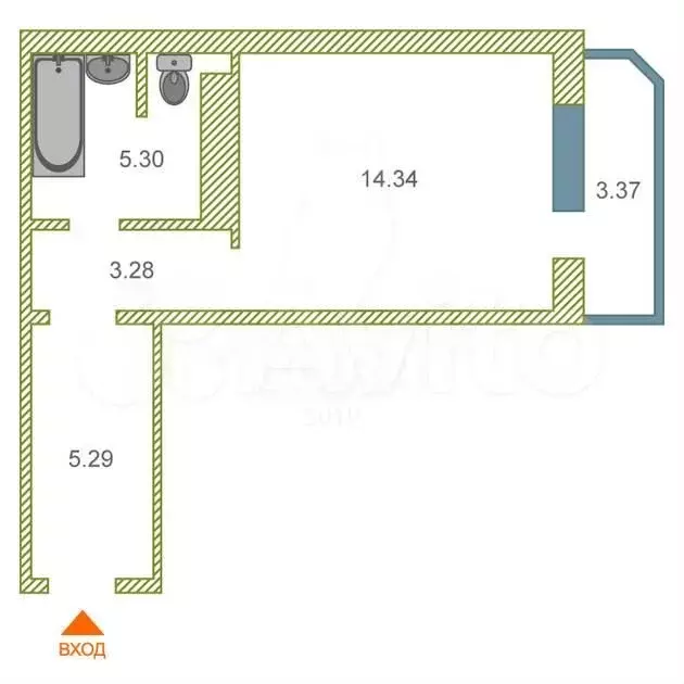 Квартира-студия, 28,5 м, 6/15 эт. - Фото 0