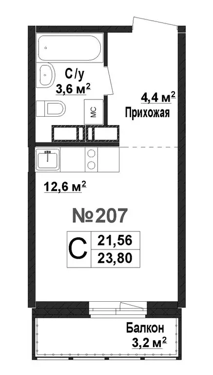 Квартира-студия: Нижний Новгород, ЖК Торпедо (21.56 м) - Фото 1